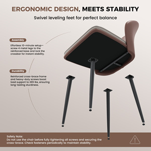 Silla de Comedor Moderna, Ergonómica, Ligera, Tapizada en Cuero PU, Impermeable, Estable, con Respaldo Curvo para el Hogar, Comedor y Salas de Estar - Product Image 2