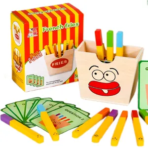 Montessori patatine fritte di colore in legno gioco di smistamento Fast Food patatine fritte abbinate gioco Puzzle cibo assemblaggio per bambini giocattoli da cucina