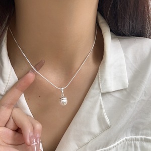 สร้อยคอโซ่เงินสเตอร์ลิง S925พร้อมจี้มุกทรงกลมสวมใส่ได้ทุกวัน - Product Image 3