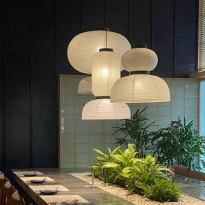 Lustre de restaurant en fer de style Wabi-Sabi japonais, lanterne design inspirée d'Isamu <span class=keywords><strong>Noguchi</strong></span>, lampe artistique pour <span class=keywords><strong>table</strong></span> à manger - Product Image 1