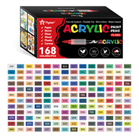 168 Marqueurs de Peinture Acrylique, Stylos Pinceaux Acryliques pour Peinture sur Roche, Bois, Verre, Pierre, Toile, Céramique, Tissu