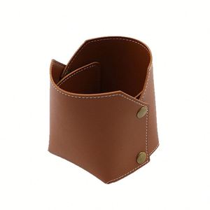 <b>Foldable</b> Leather Pen Holder <b>Desk</b> Organizer Multifunctional Storage Bucket for Office Stationery & Cosmetics Brush - Product Image 5