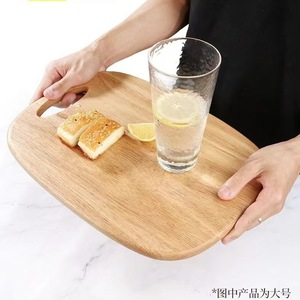 Tabla de cortar de madera de caucho, pequeña, mediana, rectangular, de madera maciza, para frutas, carne, comida occidental, pan, pizza. - Product Image 5