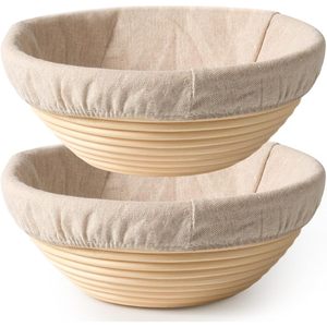 Juego de cestas redondas de mimbre Bavify Banneton de 9 pulgadas con forro de lino para fermentar masa de pan de levadura. - Product Image 1