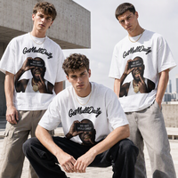 T-shirt imprimé DTG 100 % coton épais, personnalisé, streetwear homme, tee-shirt graphique oversize, col rond, manches courtes, blanc, été
