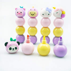 3pcs in 1 in Line Kawaii <span class=keywords><strong>Pastel</strong></span> Light Colors Little Dinosaur Cat Panda Pig Unicorn Highlighter Pen - Product Image 3