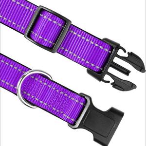 Kalung Anjing Reflektif Poliester Berlapis yang Dapat Disesuaikan, Gaya Bergaris Modis dengan Dekorasi Pita untuk Grosir - Product Image 4