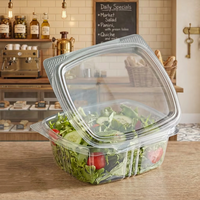 Conteneur alimentaire en plastique transparent à charnière de 24 oz, boîte à salade de grande taille de qualité alimentaire, emballage pour herbes et légumes