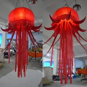 Rosso illuminazione gonfiabile meduse, giant appendere medusa palloncino per la decorazione C2008-1