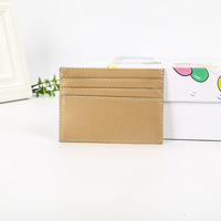 Pemegang Kartu ID Kulit Pu Ramping Warna Permen Pemegang Kartu Kredit Tipis Saku Depan Dompet Pemblokir RFID Dompet Minimalis Baru