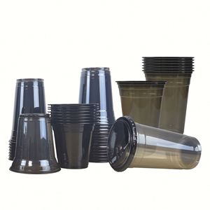 Gobelets en plastique jetables personnalisés par le fabricant, 98 mm, noirs, transparents, à paroi simple, pour boissons froides - Product Image 3