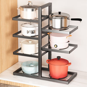 Estante organizador de ollas de cocina y baño de Metal negro de altura ajustable 8 + soporte para ollas tapa estante de almacenamiento estantes de almacenamiento para fregadero - Product Image 4