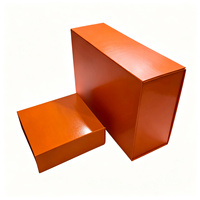 Boîte cadeau rigide personnalisée avec couvercle magnétique orange, doublure en éponge, laminage mat, gaufrage, pliable, emballage haut de gamme
