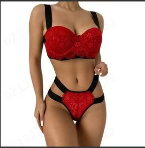 Ensemble de soutien-gorge de sport en dentelle florale sans couture pour femmes grandes tailles, broderie 3D, tissu en spandex dobby, contrôle moyen, standard ODM - Product Image 2