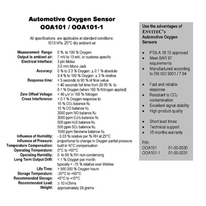 เซ็นเซอร์ออกซิเจน EnviteC OOA101 0 ถึง 100% O2 ตอบสนองรวดเร็ว สำหรับใช้ในยานยนต์ - Product Image 1