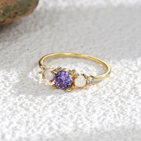Nouvel arrivage de bijoux bagues de mariage opale bague en zircone cubique avec plaqué or