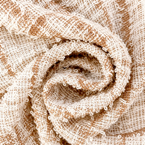 Vestido <span class=keywords><strong>Omen</strong></span> Tweed, Corte A, Cuadros, Sin Mangas, Cuello Barco, con Cinturón, Color Crema Beige, para Fiesta o Cóctel - Product Image 5