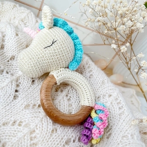 Juguete Sensorial de Algodón Natural para Recién Nacidos, Juguetes para Bebés, Anillo de Animales de Ganchillo, Sonajero de <span class=keywords><strong>Unicornio</strong></span>, <span class=keywords><strong>Mordedor</strong></span> - Product Image 5