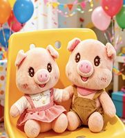 Jouet en peluche de cochon super doux personnalisable ODM rempli de nanoparticules, ensemble de couple avec tenues mignonnes pour enfants, cadeau et décoration intérieure 31cm-50cm