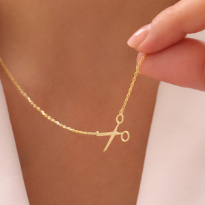 Collar con Colgante de Tijeras de Peluquería, Acero Inoxidable 316L, Tono <span class=keywords><strong>Oro</strong></span> 18K, Antideslustre, <span class=keywords><strong>Cadena</strong></span> Minimalista para Mujer - Product Image 1