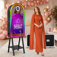 Nouvelle technologie : Miroir photo interactif avec boîte photo, écran tactile 32 pouces, machine photobooth miroir magique pour selfies