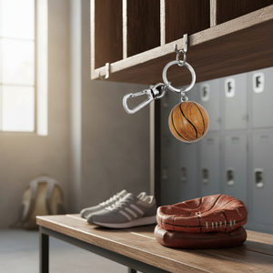 Portachiavi in Metallo con Logo Personalizzato, Design a Forma di Pallone da Basket Senza Scatola - Product Image 3