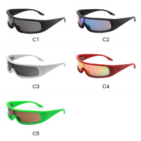 Lunettes de soleil de sport unisexes de haute qualité S2121 X Man Style Rectangle Rouge/Blanc/Vert, design monobloc, verres PC UV400