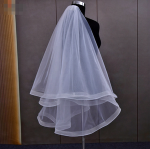 Velo de Novia de Pelo de <span class=keywords><strong>Caballo</strong></span> al por Mayor, 2 Capas, Accesorio Corto para Fiesta de <span class=keywords><strong>Bodas</strong></span>, Velos de Novia Blancos Marfil para Uso de la Novia - Product Image 5