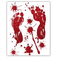 Nouveaux autocollants muraux en papier pour fête d'Halloween, décalcomanies de porte et fenêtre pour le Festival des Fantômes, décoration d'horreur avec empreintes de mains et de pieds ensanglantées