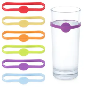 Silikon Weinglas Flasche Marker Glas Cup Strip Tag für Bar Zubehör Identifikation Cocktail Charms Tags für Tassen