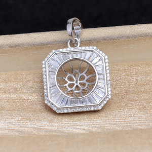 DIY S925 Argent 5715 Pendentif Bijoux Accessoire Vide Carré 11-11.5mm Support de perle Taille de perle Breloque DIY Support de perle pour bijoux - Product Image 4
