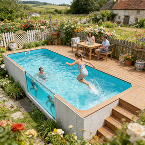 ชุดอุปกรณ์ว่ายน้ำอเนกประสงค์ สระว่ายน้ำแบบไม่มีขอบ ขนาด 15 ฟุต สำหรับเด็ก สระว่ายน้ำแบบคอนเทนเนอร์ สระว่ายน้ำแบบตั้งพื้น - Product Image 6