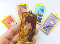 KUIEN Porte-clés personnalisé en acrylique avec feuille d'or estampillé à chaud breloque en acrylique avec feuille d'or translucide