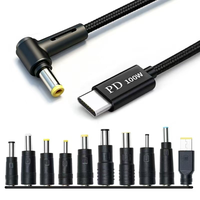 Ensemble d'alimentation pour ordinateur portable universel FJGEAR 100W PD, câble USB C tressé de 2 m, adaptateurs DC 10 en 1 pour différents modèles d'ordinateurs portables