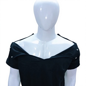 T-shirts décontractés unisexe à manches courtes en jersey 100 % coton, 220 g, à double accès des deux côtés, pour la rééducation post-chirurgicale, avec boutons-pression - Product Image 1