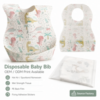 Bavoirs jetables pour bébé avec poche de récupération, emballés individuellement, portables, imperméables, pour l'alimentation, avec logo personnalisé pour les fournitures de garderie