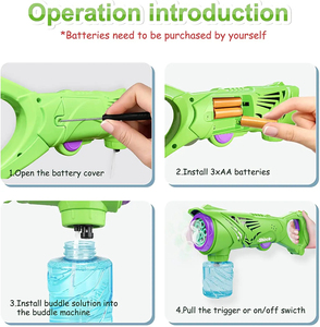 Пистолет для мыльных пузырей для детей, набор для создания пузырей с 2 растворами для мыльных пузырей и 9 насадками для малышей - Product Image 4