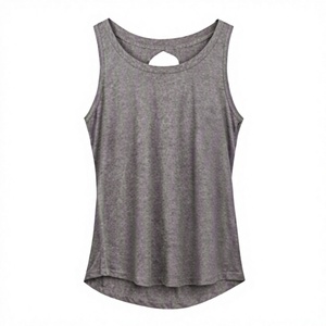 Débardeur sans manches pour femme, couleur unie, col rond, dos évidé, coupe ample, respirant, pour le yoga et l'entraînement, haut décontracté - Product Image 5
