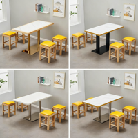 Meubles de café ensemble de table à manger rectangulaire en acier inoxydable table à manger de luxe en bois massif de restauration rapide pour restaurant 70 à 70