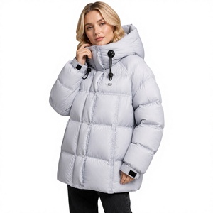 Veste d'hiver longue matelassée pour femme, coupe-vent et imperméable, 100 % nylon, avec capuche et duvet de canard blanc 180g - Product Image 1