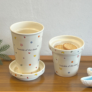 Nuevo Producto: Taza de Café con Estampado de Estrellas y Luna, Taza de Viaje de Cerámica sin Asa con Tapa - Product Image 2