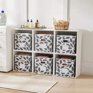 Set of 6 Foldable Fabric <b>Storage</b> Bins Cube Odorless Organizer <b>Boxes</b> with Handles for Closet <b>Shelves</b> - Product Image 2