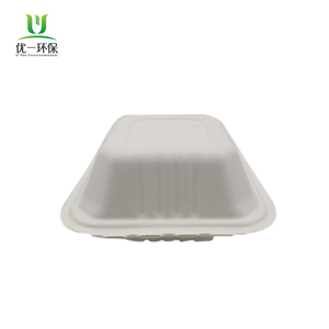 Có thể phân hủy dùng một lần mía Hộp Ăn Trưa 9x6 inch Takeaway bã mía container thực phẩm bã mía vỏ sò - Product Image 3