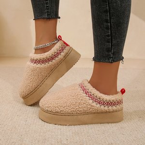 Fashion Thick Sole Open-Toe Half Slippers Women's Winter Fleece-Lined Snow Boots Casual Cotton <b>Shoes</b> - Product Image 2