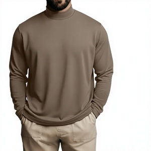 Pull à col roulé pour homme, manches longues, tricoté, couleur unie, décontracté, coupe classique, marron - Product Image 1