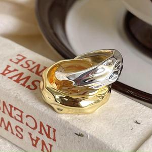 Joias Banhadas a Ouro Anéis Irregulares de Prata 925 para Homens e Mulheres - Product Image 4