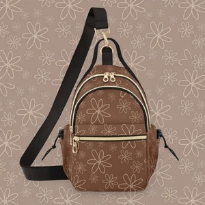 New Arrival Hawaiian Brown Tiare Flower Waterproof Sling Crossbody Bag Custom Outdoor <b>Small</b> Chest Bag Women's Messenger Bags - Product Image 1