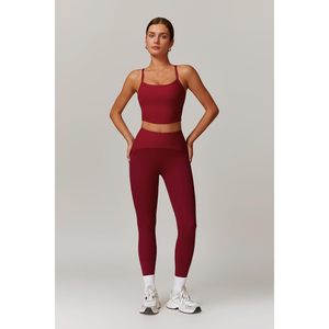 Womens Workout Set 2 Piece <b>Cross</b> Back Tank <b>Top</b> High Waist Leggings Seamless Yoga Outfit Gym Clothes - Product Image 5