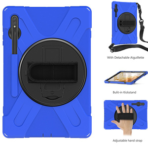 Custodia per Tablet in Silicone con Slot per Penna per <span class=keywords><strong>Samsung</strong></span> <span class=keywords><strong>Galaxy</strong></span> <span class=keywords><strong>Tab</strong></span> <span class=keywords><strong>S8</strong></span> <span class=keywords><strong>Plus</strong></span>/S7 <span class=keywords><strong>Plus</strong></span>/S7 FE, Supporto Girevole Universale e Tracolla - Product Image 4