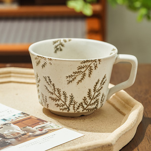 12oz Vintage Farmhouse Ceramic Coffee Mug Set 2 Handmade Rustic Handle Dishwasher Microwave Safe for <strong>Latte</strong> Cappuccino Tea - Product Image 3
